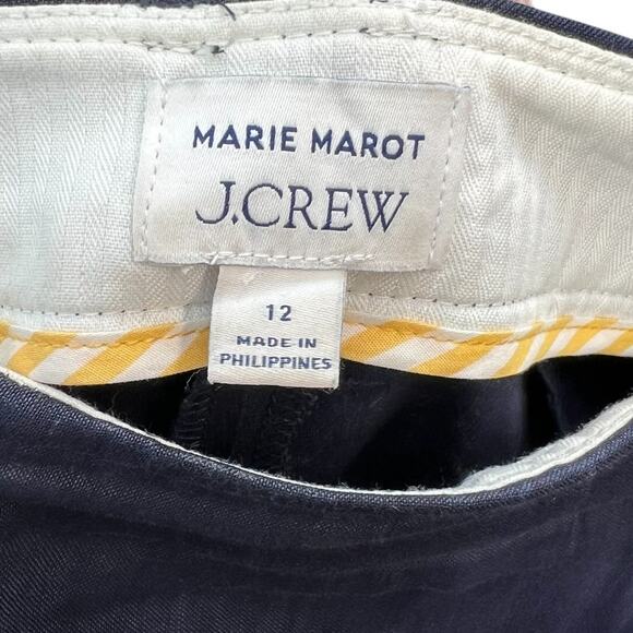 J. Crew Collection Marie Marot Wide-Leg Pant Italian Line Blend Navy Blue 12 - Picture 10 of 13